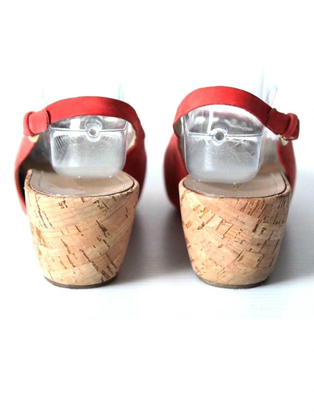 Via Spiga Size 8.5M Red Suede Slingback Cork Platform Wedge Heels Sandals Shoes